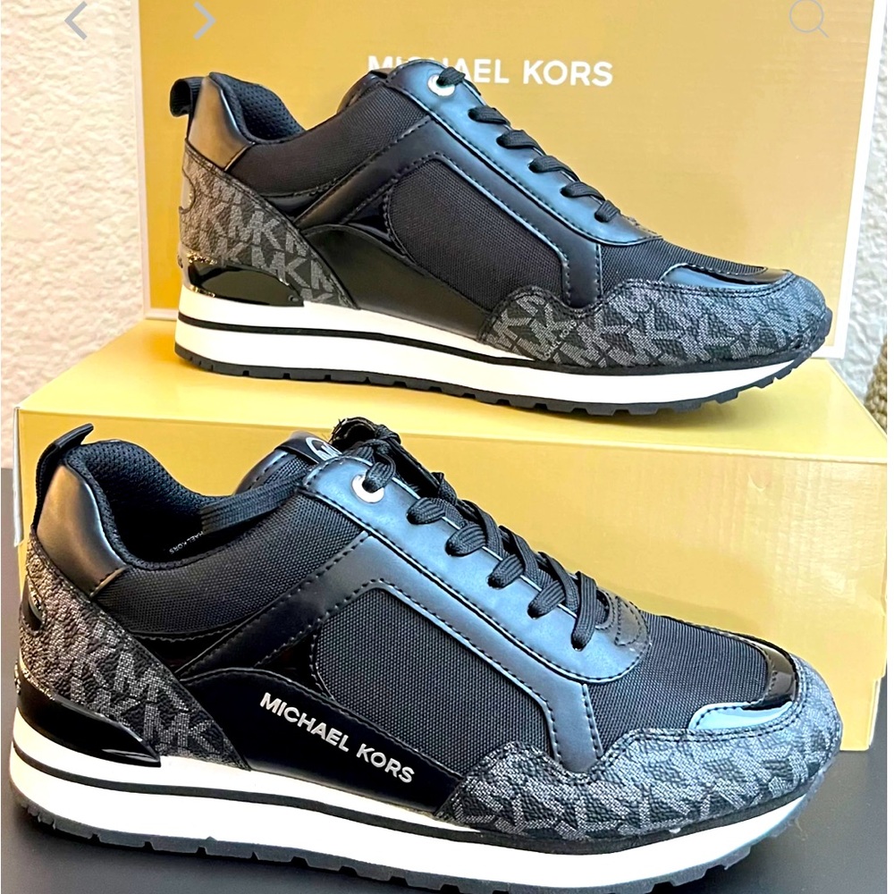 Black/Silver Wilma Logo Trainer - Michael Kors